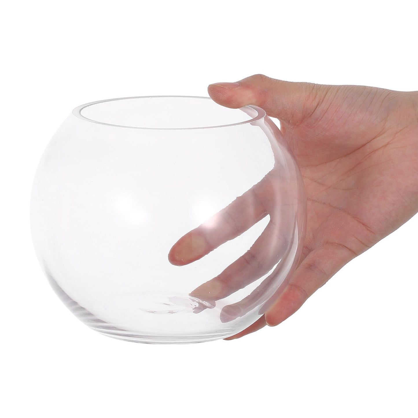 GANAZONO Glass Fish Bowl Vase 15cm Round Glass Hydroponic Flower Pot Terrarium Air Plant Holder for Home Office Succulent Planter