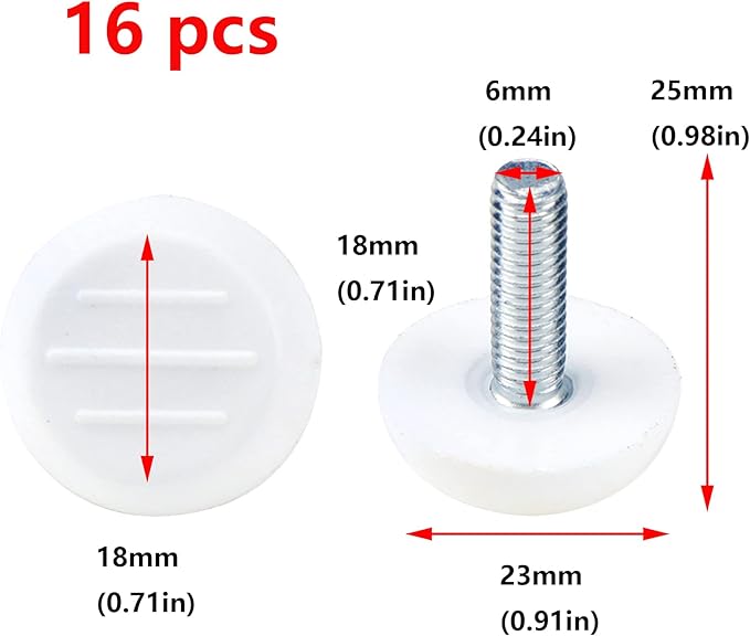 Antrader 16 Pack M6×18mm Furniture Lvelers, Table Leg Levelers, Levelling Foot