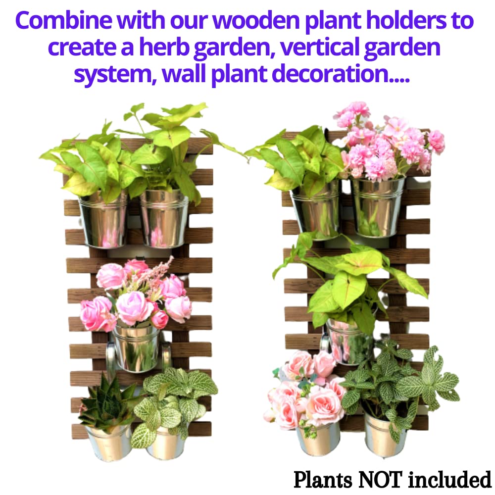 LaLaGreen Fence Planters for Outdoor Plants (10 Pack, 4 Inch) Balcony Planter Railing Hanging, Small Silver Metal Flower Pot Rail Wall Cute Farmhouse Garden Rustic Deck Porch Window Box Bucket Decor