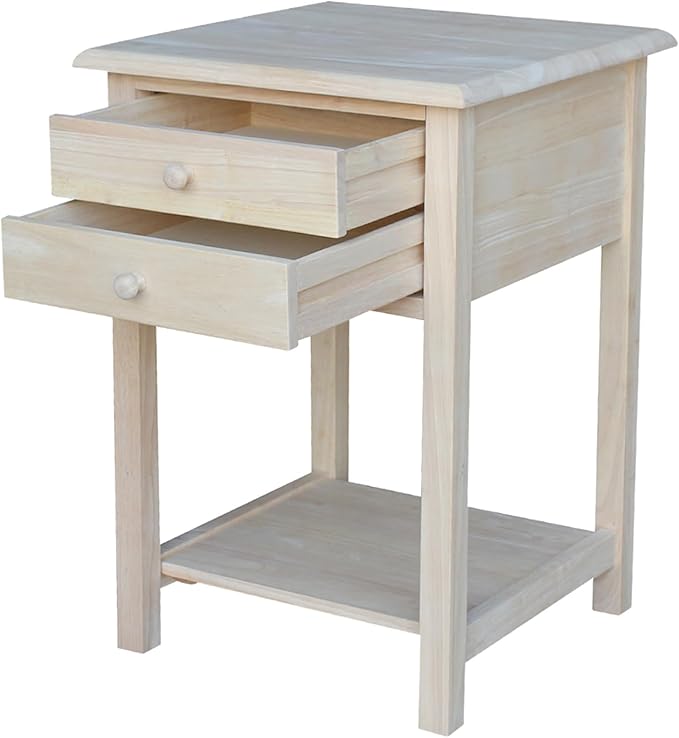International Concepts, 25.6"H Rectangular Lamp/ End/ Side Table, 2 Drawers
