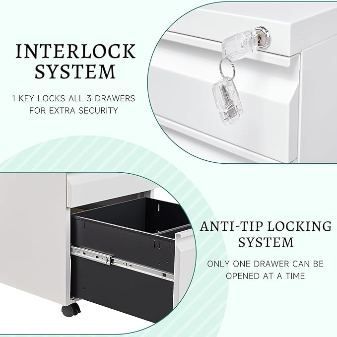 Letaya 3 Drawer Mobile File Cabinet