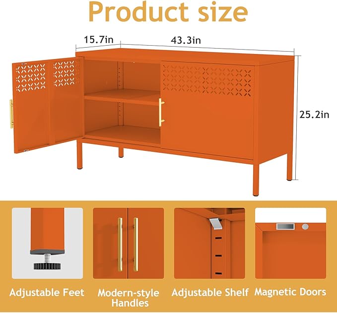 GDNVBRDS Metal Storage Cabinet, 2-Door Short Locker Cabinets