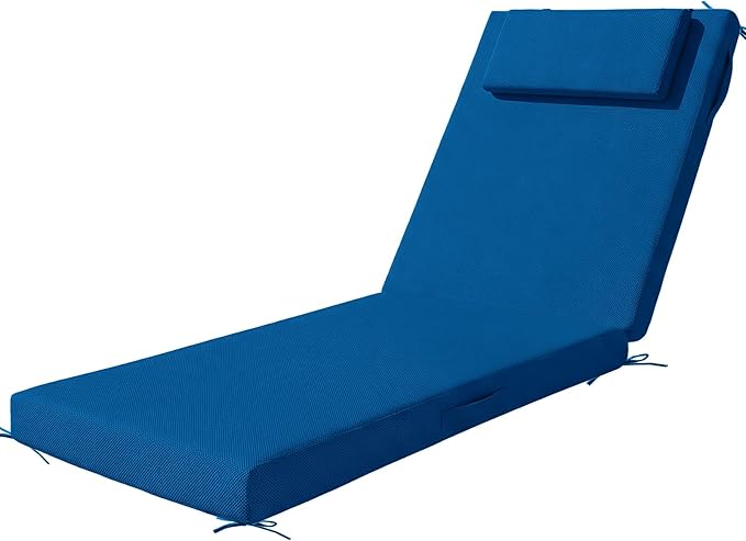 Outdoor Chaise Lounge Cushions, 71x21 Inch Olefin Water & Fade Resistant Pool