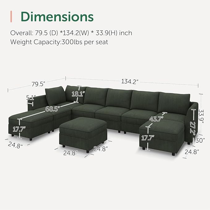 HONBAY Modular Sectional Sofa