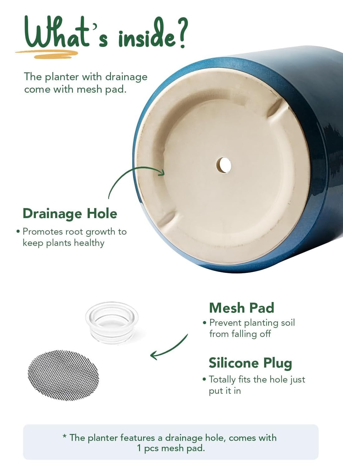 LE TAUCI 12 Inch Pot for Plants, Ceramic Planters for Indoor Plants, Mid-Century Modern Cylinder Flower Pots with Drainage Hole, Fits Fiddle Leaf Fig & Monstera, Home Decor, Harbor Blue