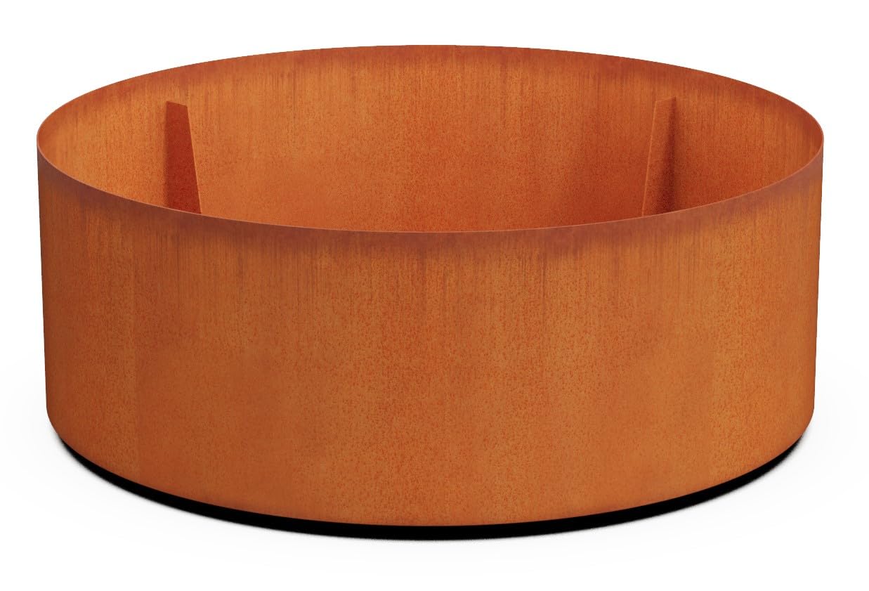 PLANTERCRAFT Corten Steel Metal Planter Box, Round Sizes, Modern Garden Steel planters for Commercial and Residential Outdoor Use.