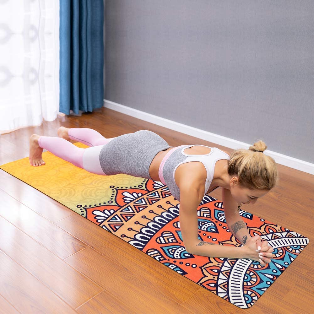 Travel Yoga Mat, Non Slip Exercise Suede Mat with Carry Bag, All-Purpose Fitness Mat with High Density Anti-Tear Surface for Women, Ideal for Pilates Workout (72'' x 24'' x 1.5mm Thick)