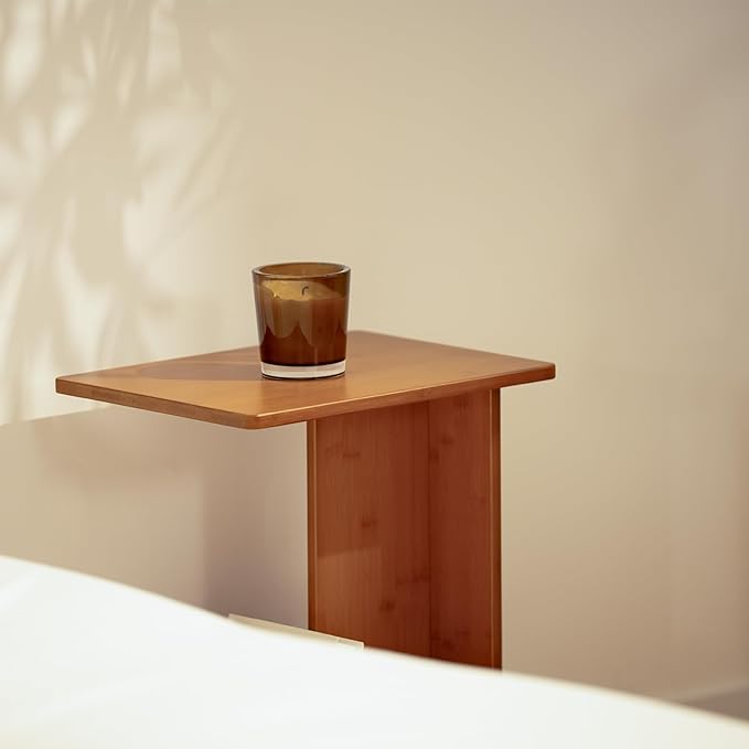 RECCI Solid Bamboo C-Shaped End Table Set of 2