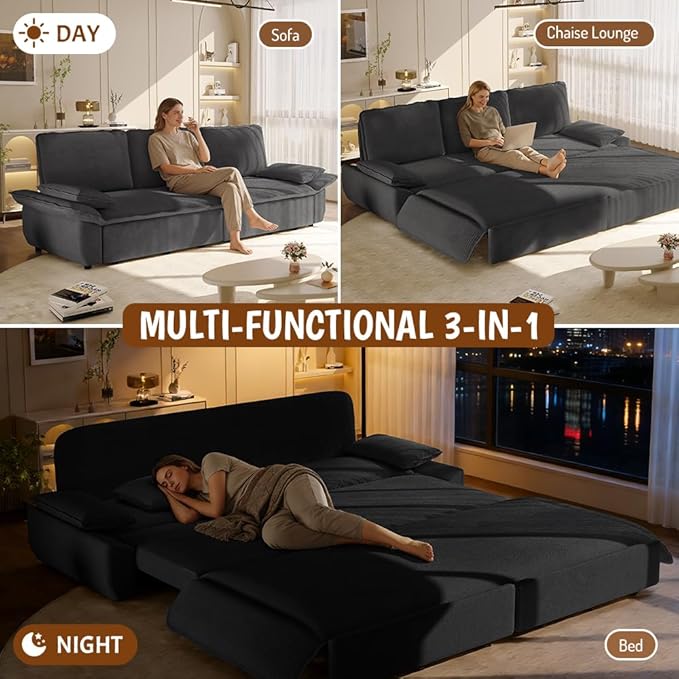 KEIKI 94.5" King 3-in-1 Sleeper Sofa, Oversized Pull-Out Couch