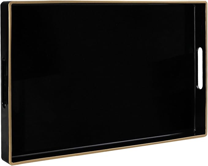 MAONAME Black Decorative Tray for Coffee Table, Modern Serving Tray