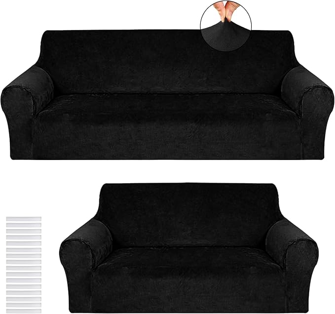Peryiter 2 Pcs Sofa Covers Couch and Loveseat Covers Set Stretch Sofa Slipcover