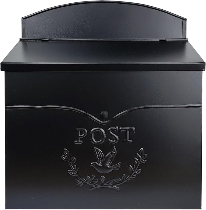 NACH Chelsea Wall Mount Mailbox for Outside, 11.5 x 5 x 13 inches, Black Mailboxes for Outside, Water Resistant Mailbox for Outside