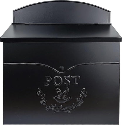 NACH Chelsea Wall Mount Mailbox for Outside, 11.5 x 5 x 13 inches, Black Mailboxes for Outside, Water Resistant Mailbox for Outside