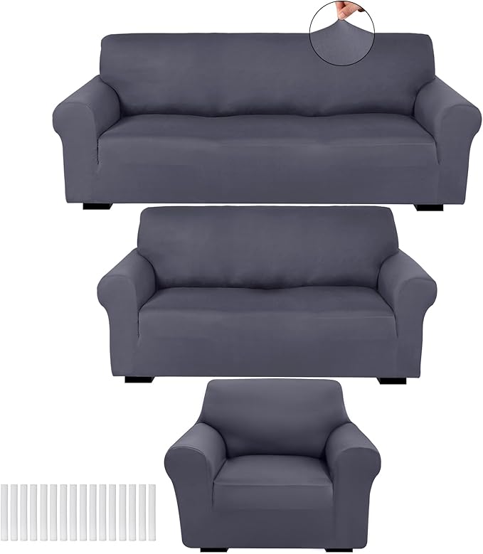 Peryiter 3 Pcs Couch and Loveseat Covers Set Sofa Cover