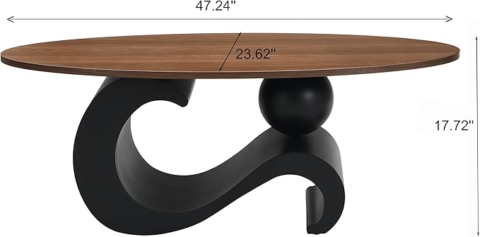 Modern Oval Coffee Table Set of 2, Wood Nesting Coffee Tables