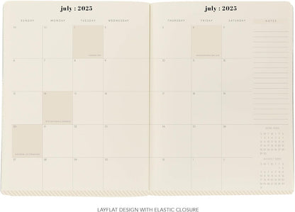 18 Month Planner/Calendar by Graphique, July 2025 – Dec. 2026 Green Stripes Monthly Planner, Holidays, Notes Pages, 8” x 10”