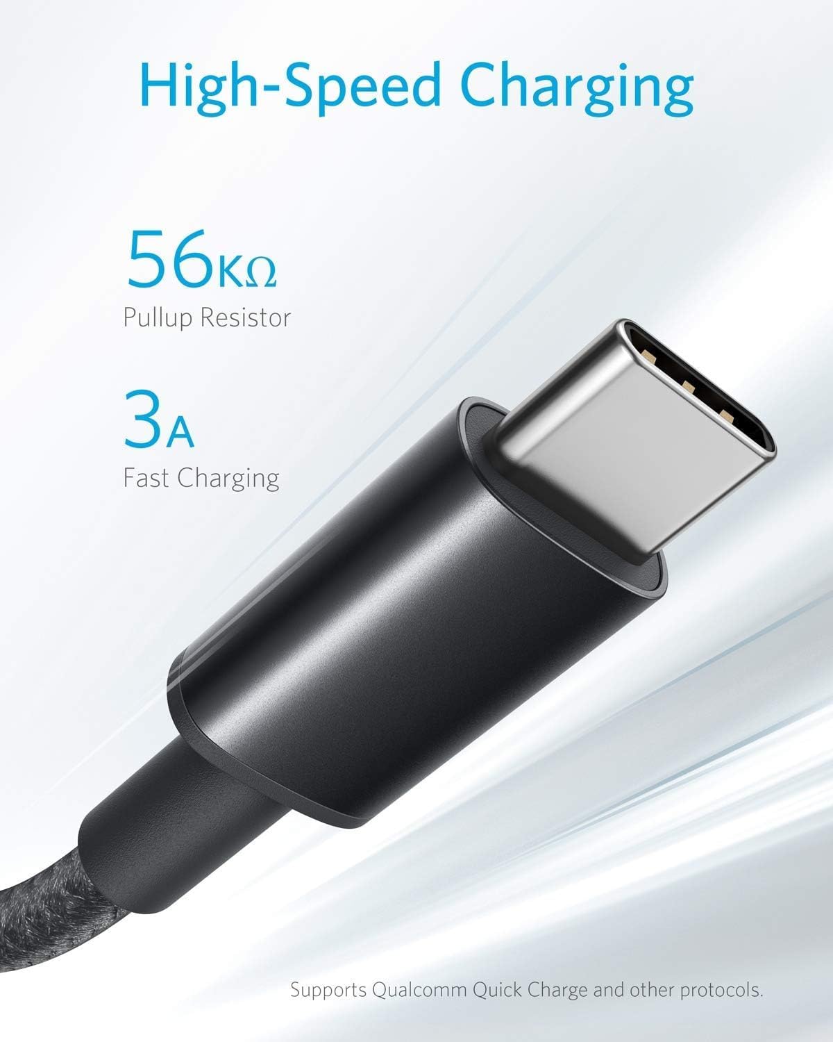 Anker Cable [2 Pack, 3FT], USB A to USB C Cable for iPhone 17 Series,Samsung Galaxy S10 S10+, LG V30, Beats Fit Pro and More (Black)