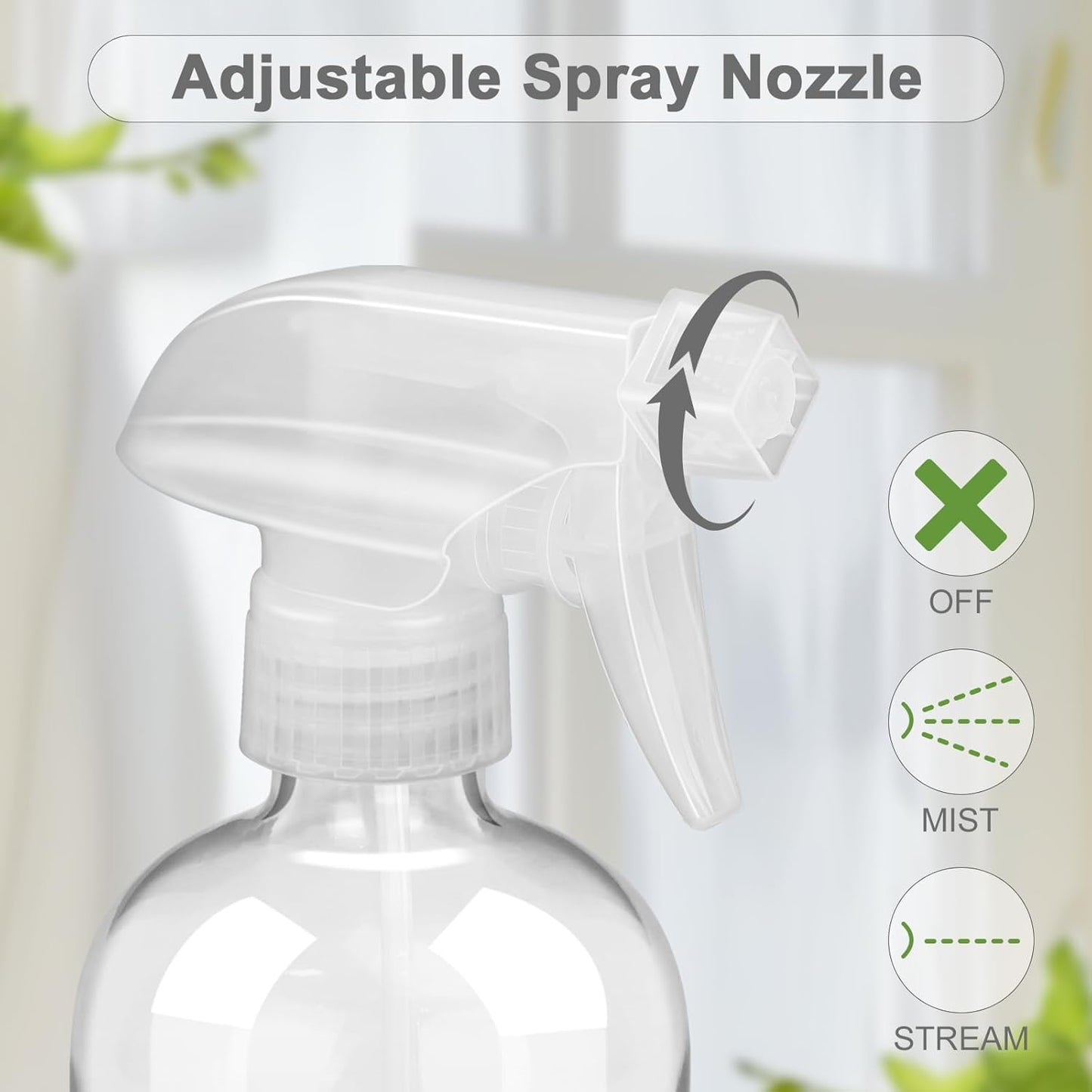 Worldgsb 2 Pack Glass Spray Bottles with Silicone Sleeve, 16 oz Empty Refillable Containers with Adjustable Spray Nozzles, Spray Bottles for Hair, Cleaning Solutions and Plants Black&Grey