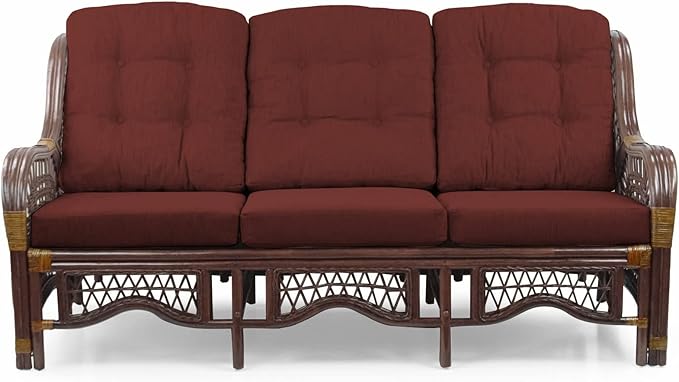 Malibu Lounge Set of 4: 2 Natural Rattan Wicker Chairs, Three-Seater Sofa