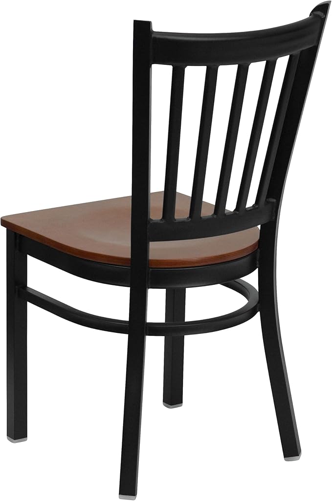 Flash Furniture HERCULES Series Black Vertical Back Metal Restaurant Chair