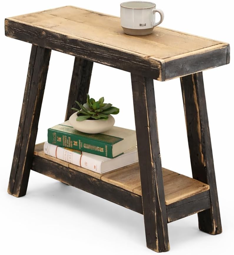 Doug and Cristy Designs Aztec A-Frame Side Table; Reclaimed Wood End Table