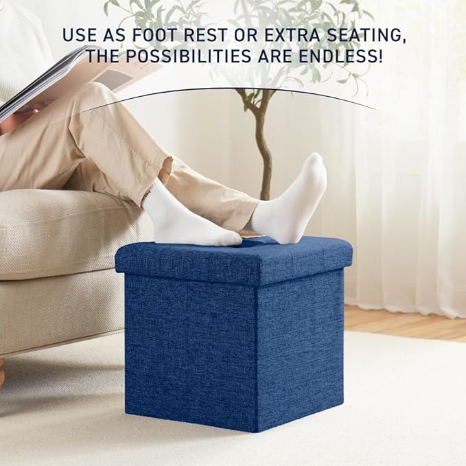Ornavo Home 2 Pack 15 Inch Folding Storage Ottoman