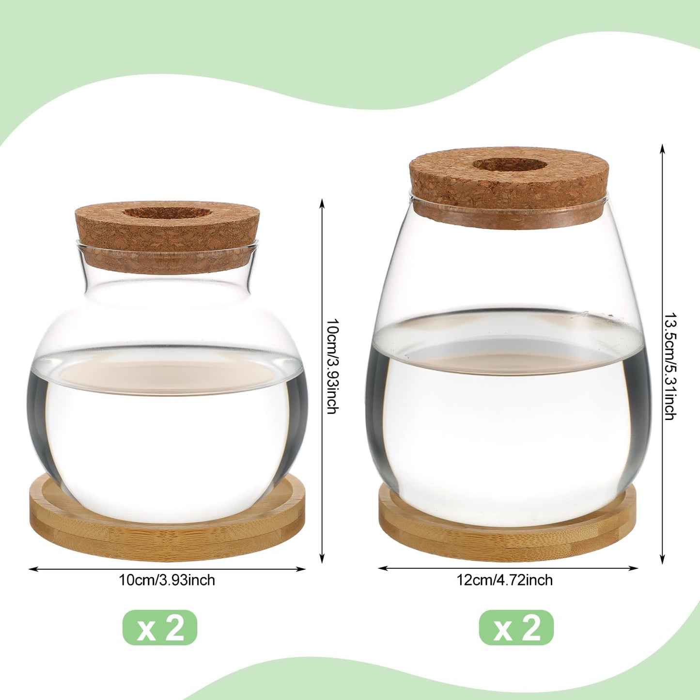 Layhit 4 Pcs Plants Propagation Stations vases Glass Planters with Wooden Lid and Bamboo Stand for Hydroponic Plants Gardening Gifts for Women Mom Home Office Tabletop Decoration(Lovely Style)