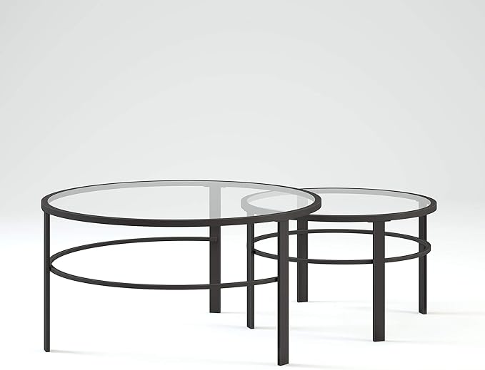 Henn&Hart Round Nested Coffee Table in Blackened Bronze, Coffee Table coffee