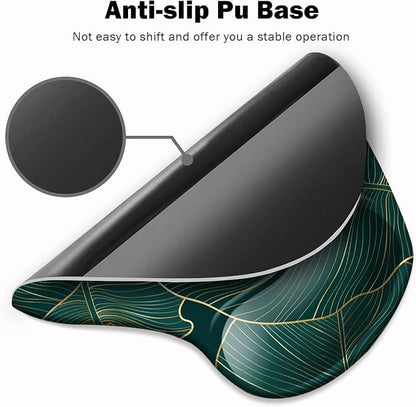 DOOKE Ergonomic Mouse Pad with Wrist Support and Coaster,Mouse Pads with Non-Slip PU Base for Home Office Working Studying Easy Typing & Pain Relief Plants