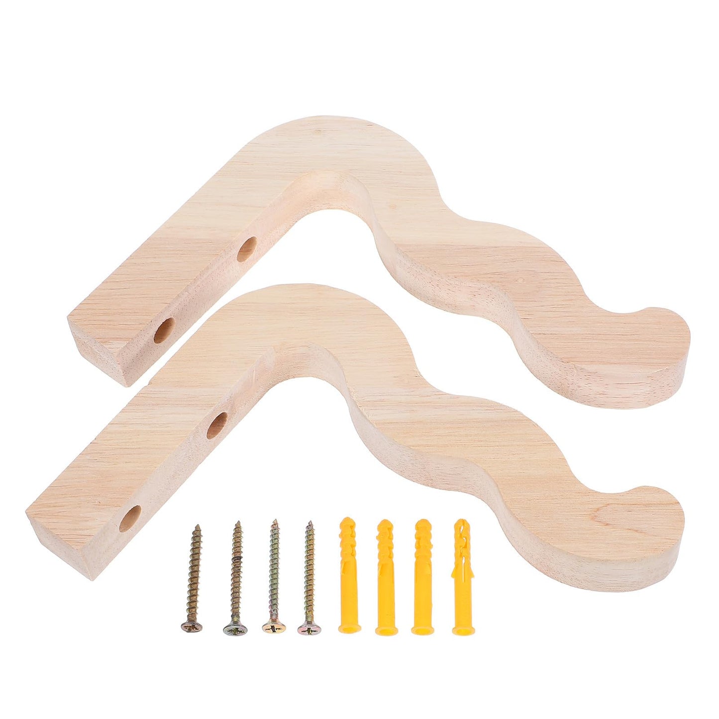 IWOWHERO 2pcs Wall-Mounted Wood Plant Hooks for Indoor Outdoor Hanging Flower Pots Lanterns Wind Chimes, Natural Wood Flower Hangers for Garden Patio Home Decor