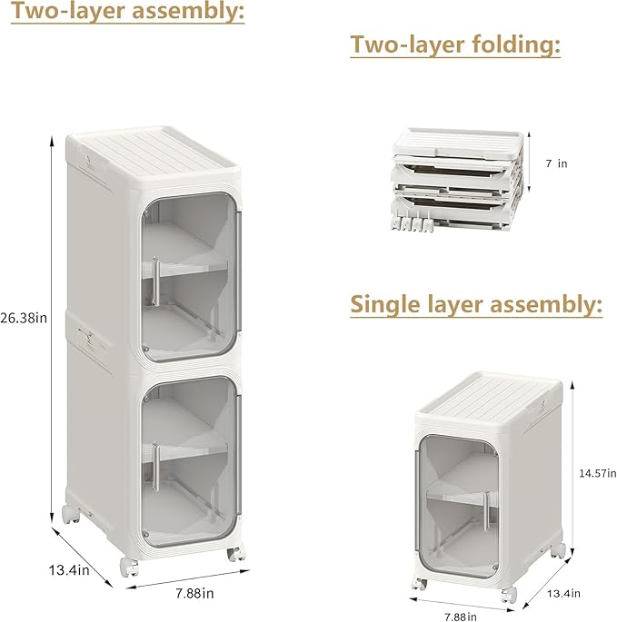 2-Tier Narrow Storage Cabinet, Slim Bathroom Storage Cabinet