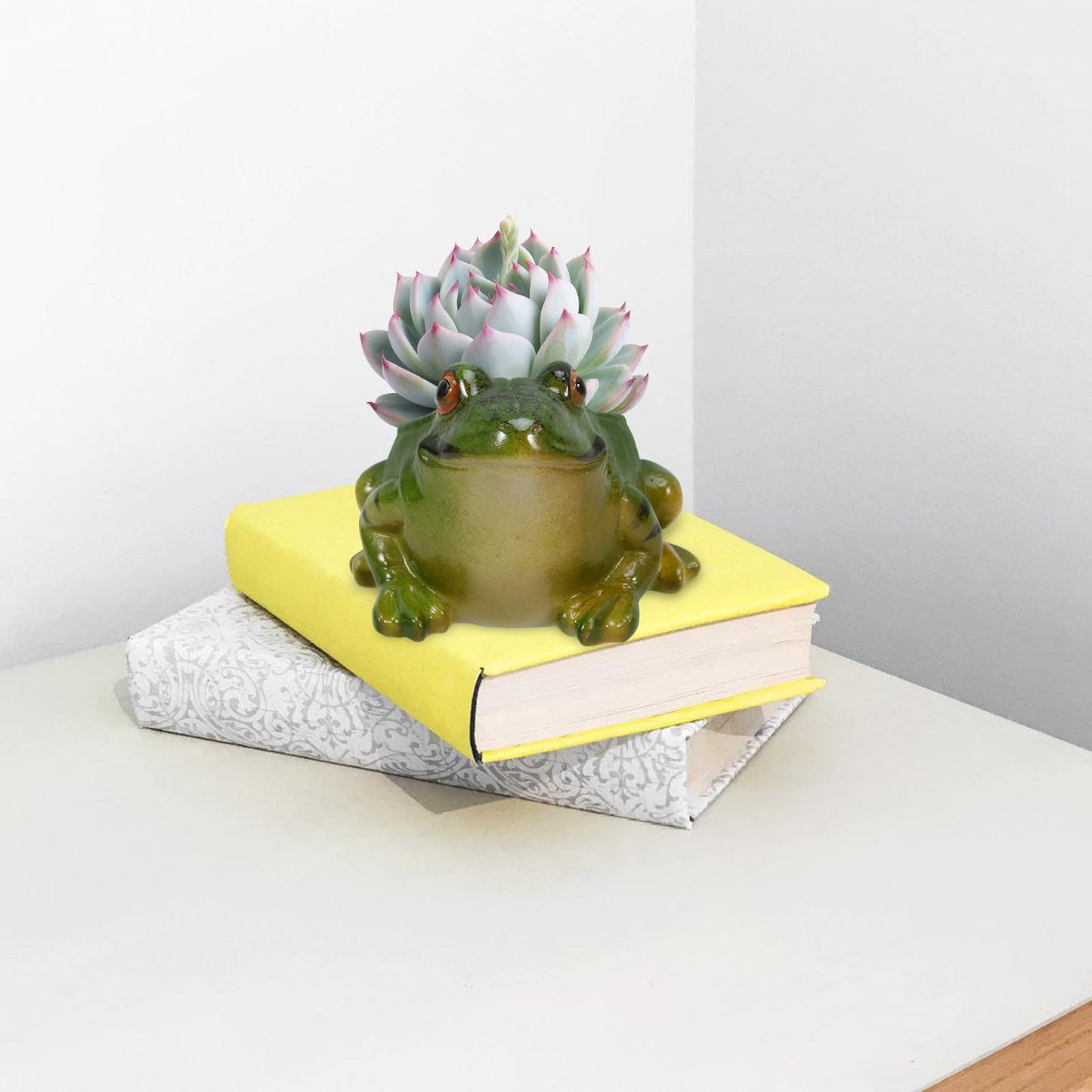 Hemoton Ceramic Frog Planter 4.44X4.05X2.75 Inch Succulent Plant Pot Decorative Flowerpot for Indoor Home Office Garden Desk