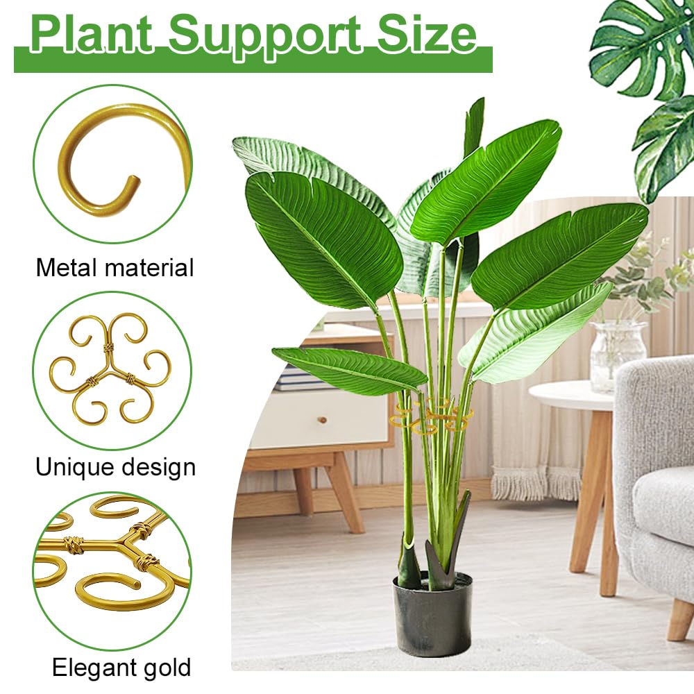 BADAO 6pcs Monstera Plant Support,Iron Stabilizer Grapple Holder for Indoor Plants,Outdoor Moss Pole Monstera Plant Support for Garden Flower Arranger(Gold)