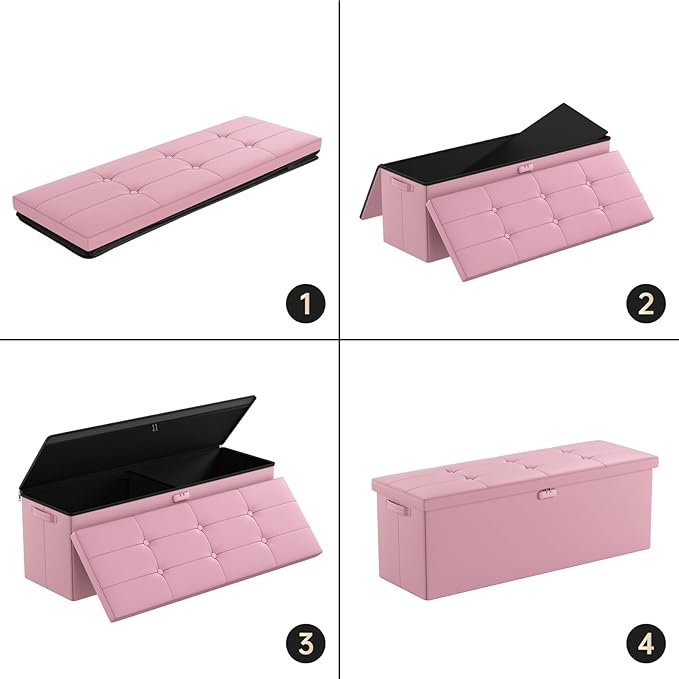 ENGPOW Storage Ottoman, Fireproof Folding Bench