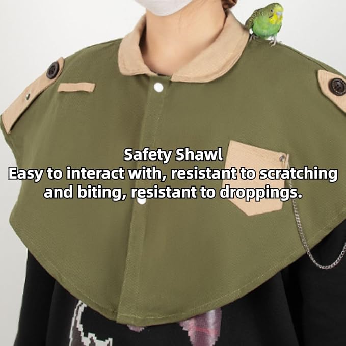 Parrot Anti-Scratch Shoulder Protector, Multi-Functional Bird Diaper Flight Suits Pee Pads Diaper Poop Shawl for Cockatiel Parakeet Macaw Lovebirds Finches (Beige)