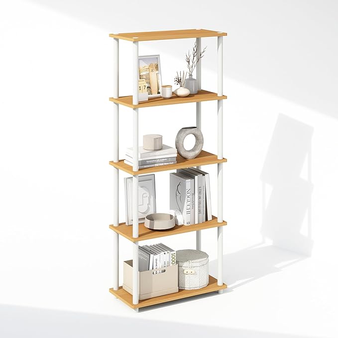 Furinno Turn-N-Tube Book Shelf, 5-Tier Bookshelf, Bookcase