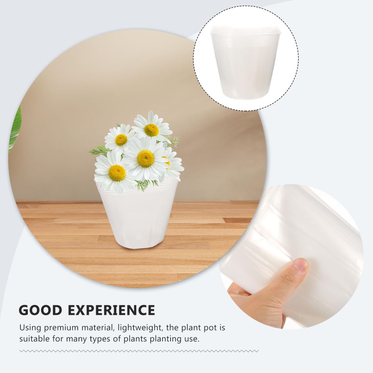 Yardenfun Clear Plastic Plant Pot Liners with Drainage Holes 6.10X5.70X4.52 Inches Set of 10 Nursery Pot Inserts for Garden Balcony Home Planting