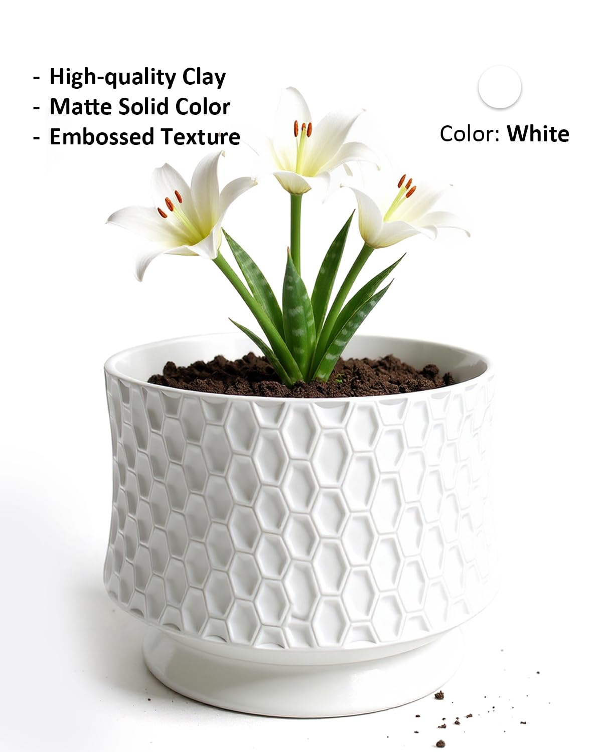 OXART 10/8/6 Ceramic Pots for Plants with Drainage, 3 Piece Large Plant Pot, Planters for Indoor Plants, Home Garden Flower Pot for Cacti, Pothos, Snakes, and Succulents, White