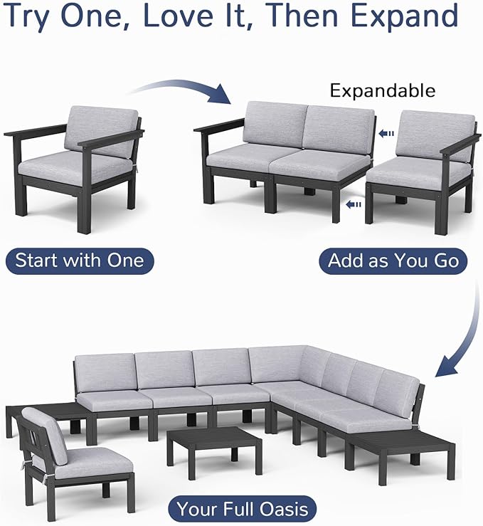 Stoog Modular Patio Sofa Set, 11-Piece Outdoor Sectional Sofa Set