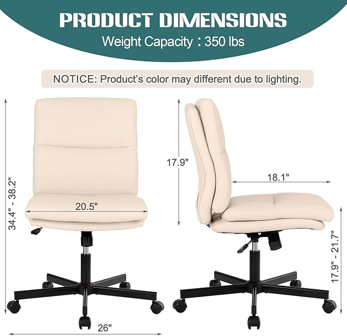 LUCKWIND Armless Office Desk Chair