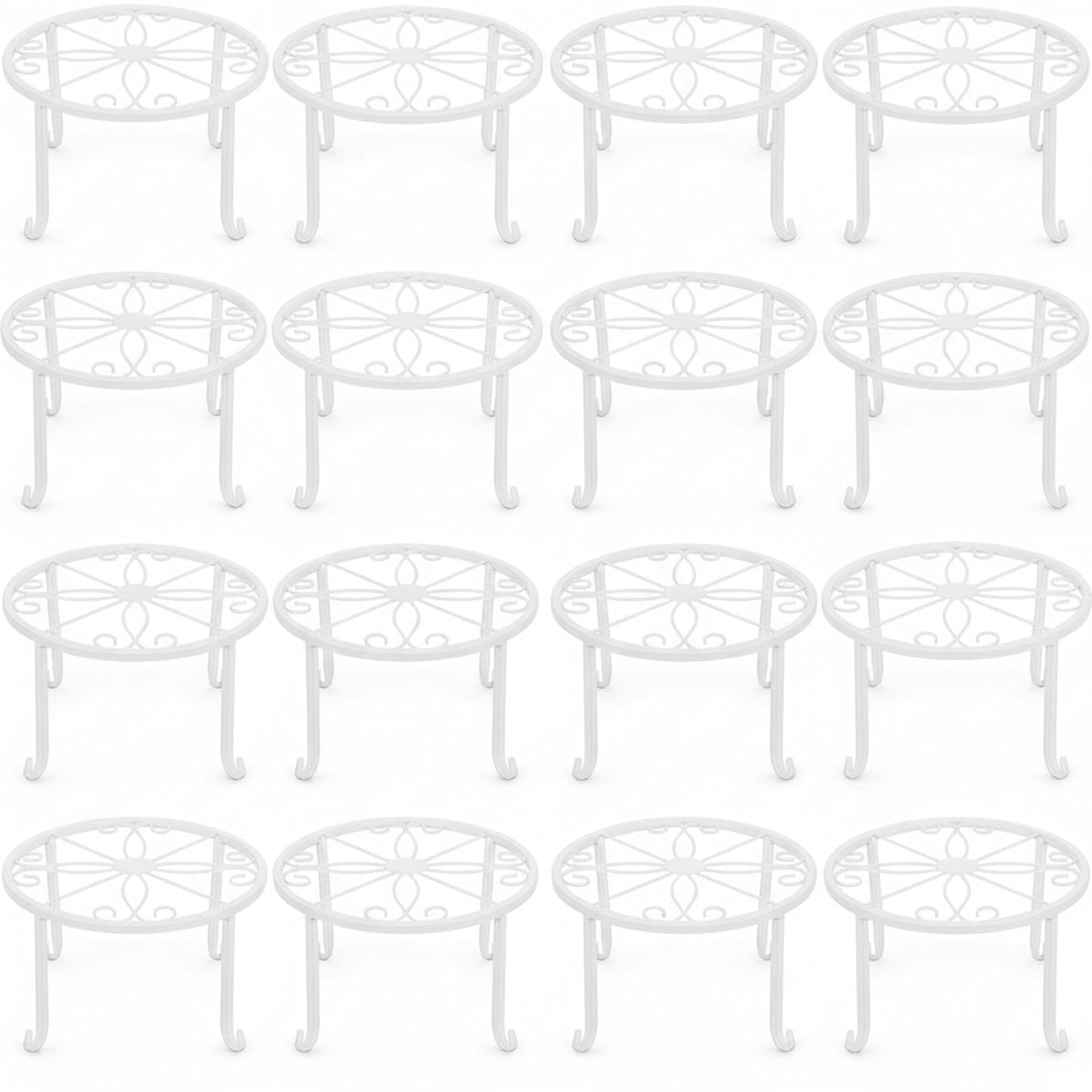 Maitys 12 Pack Metal Plant Stands Outdoor Indoor Heavy Duty Flower Potted Holder Anti-Rust Plant Pot Shelf Round Flower Display Rack for Porch Garden(White)