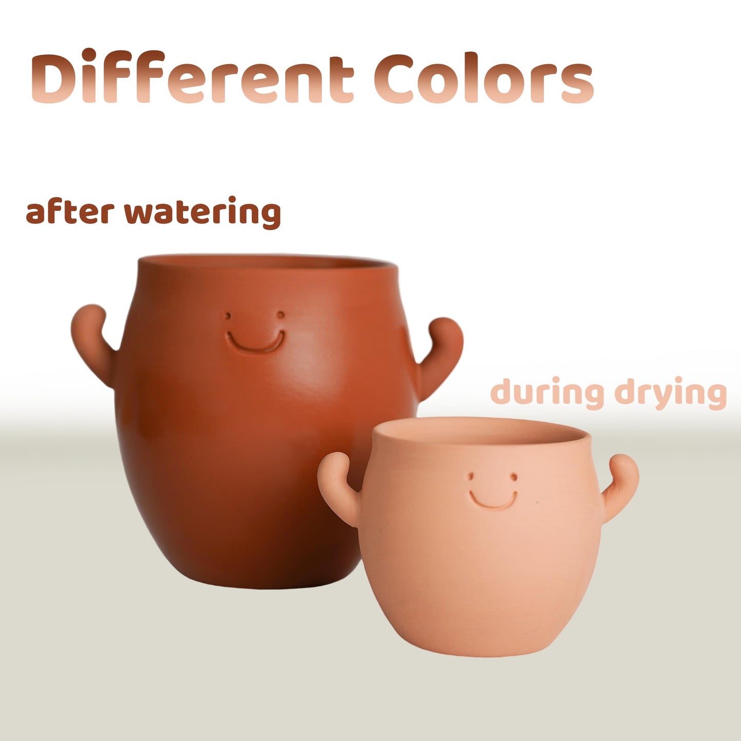 YOBRO Terracotta Face Planter, Cute Funny Smiley Clay Pot with Drainage, Breathable Succulent Planter for Indoor & Outdoor, Adorable Gift for Plant Lovers, 5 Inch