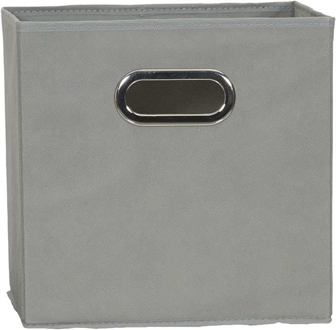 Household Essentials Fabric Storage Bins in Strong Poly‑Woven Fabric, Sturdy Chipboard Sides, Grommet Front Handle, Dove Gray Finish, Set of 6