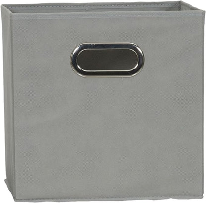 Household Essentials Fabric Storage Bins in Strong Poly‑Woven Fabric, Sturdy Chipboard Sides, Grommet Front Handle, Dove Gray Finish, Set of 6