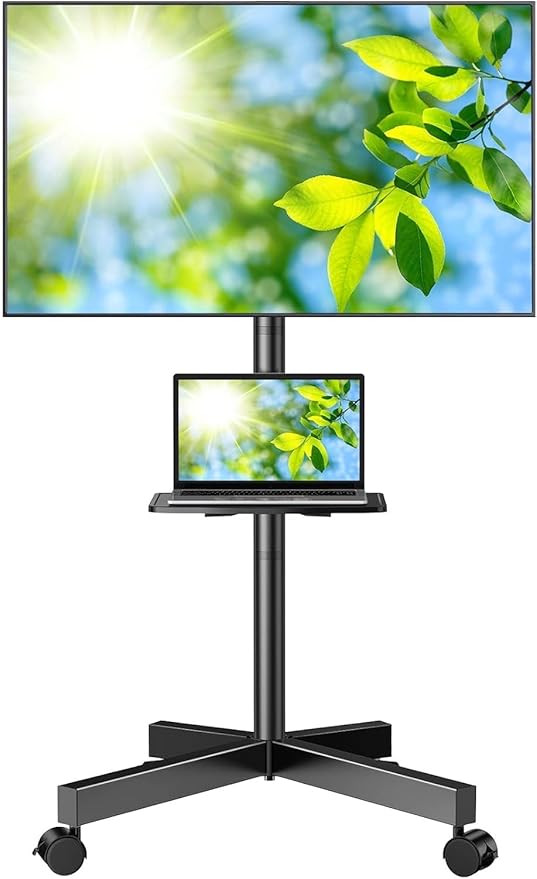 PERLESMITH Rolling TV Stand, Mobile TV Stand