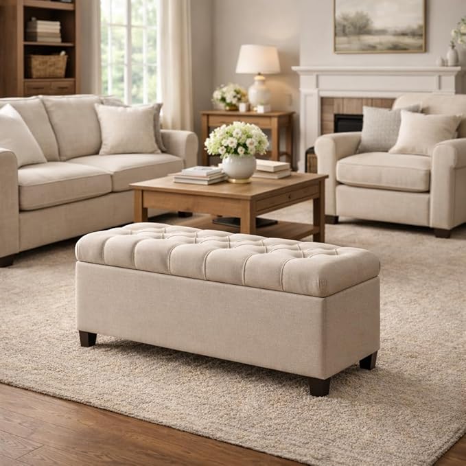 Homepop Home Decor | Tufted Ainsley Button Storage Ottoman Bench