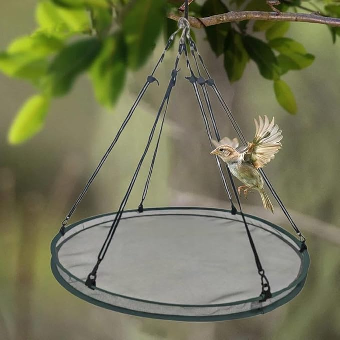 Bird Seed Catcher Tray for Hanging Bird Feeder, Large Outdoor Platform Tray with Adjustable Hanging Hoop, Deep Birdseed Holder for Hummingbird and Bee Feeders in Garden, Lawn, Backyard (L)