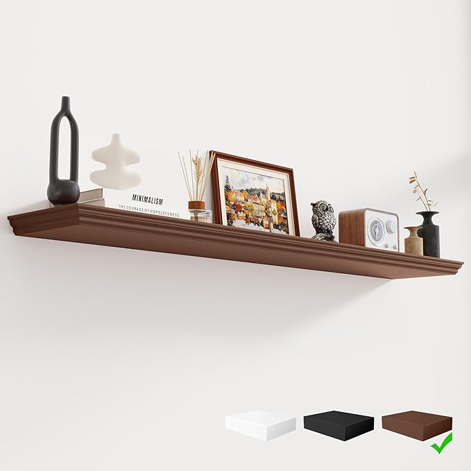 Fun Memories Floating Shelves 55 Inch Long, 9.3 Inch Deep Classic Crown Molding