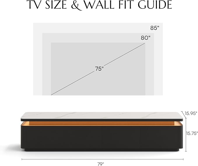 POVISON Fully Assembled 79" Mid-Century Modern TV Stand