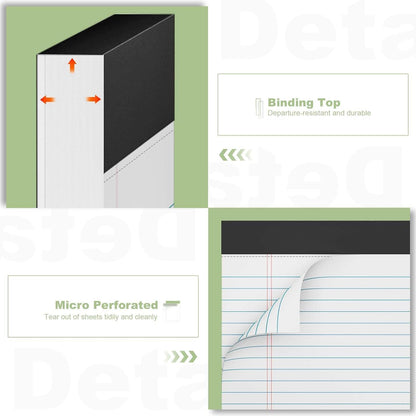 Legal Pads 8.5 x 11.75 Inch Notepad, 12 Pack White Legal Pads 8.5 x 11.75 College Ruled Notepads, Micro Perforated Desk Notepad with Study Backboard, White Notepads for School College Office Business